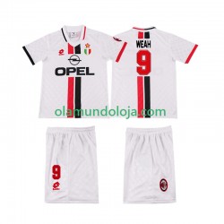 Camisola AC Milan WEAH 8 1996 1997 Retro Criança Equipamento Segundo Manga Curta